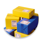 a pile of courier boxes