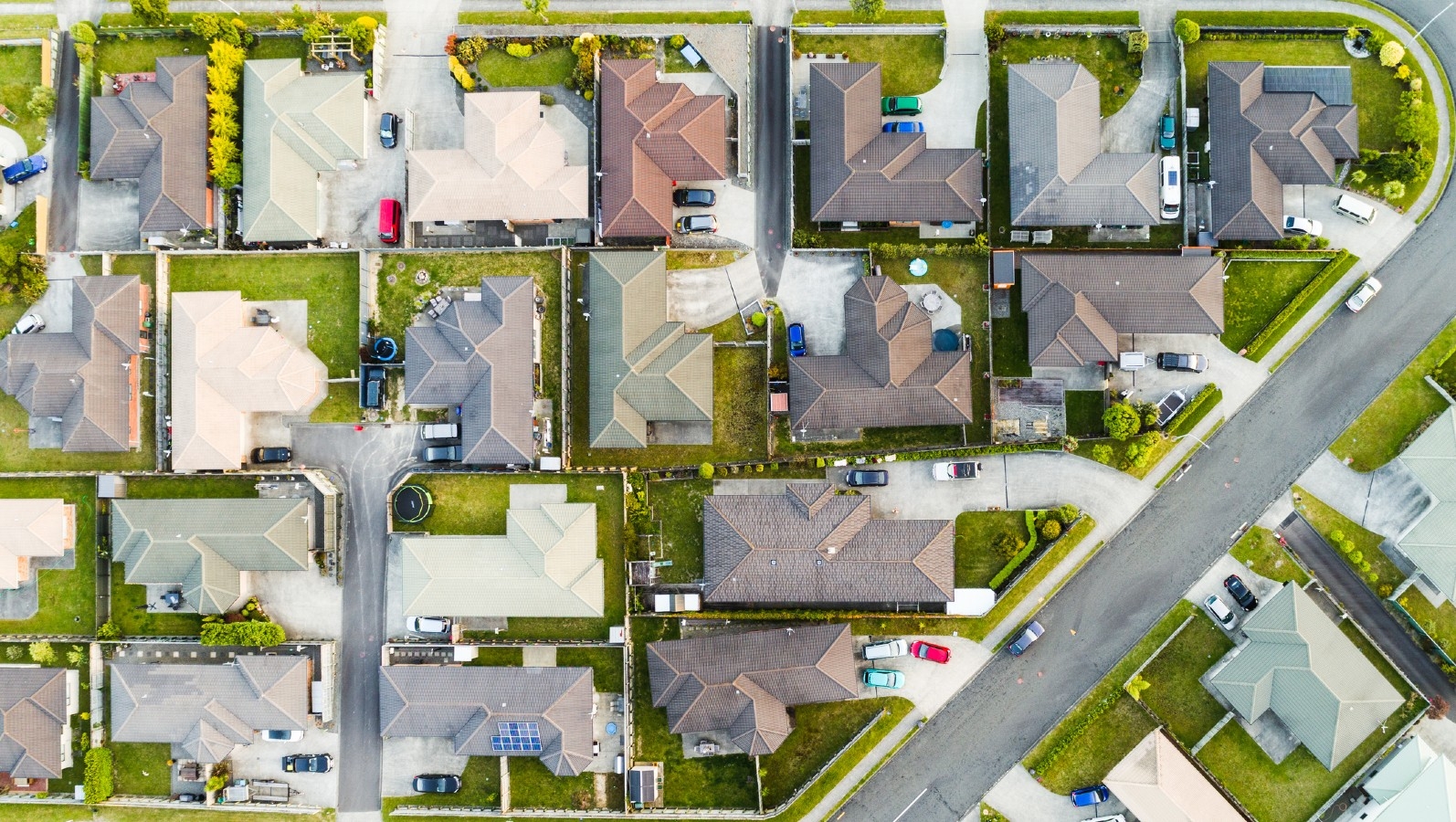 Top down image of neighbourhood in NZ. Property investment NZ. 