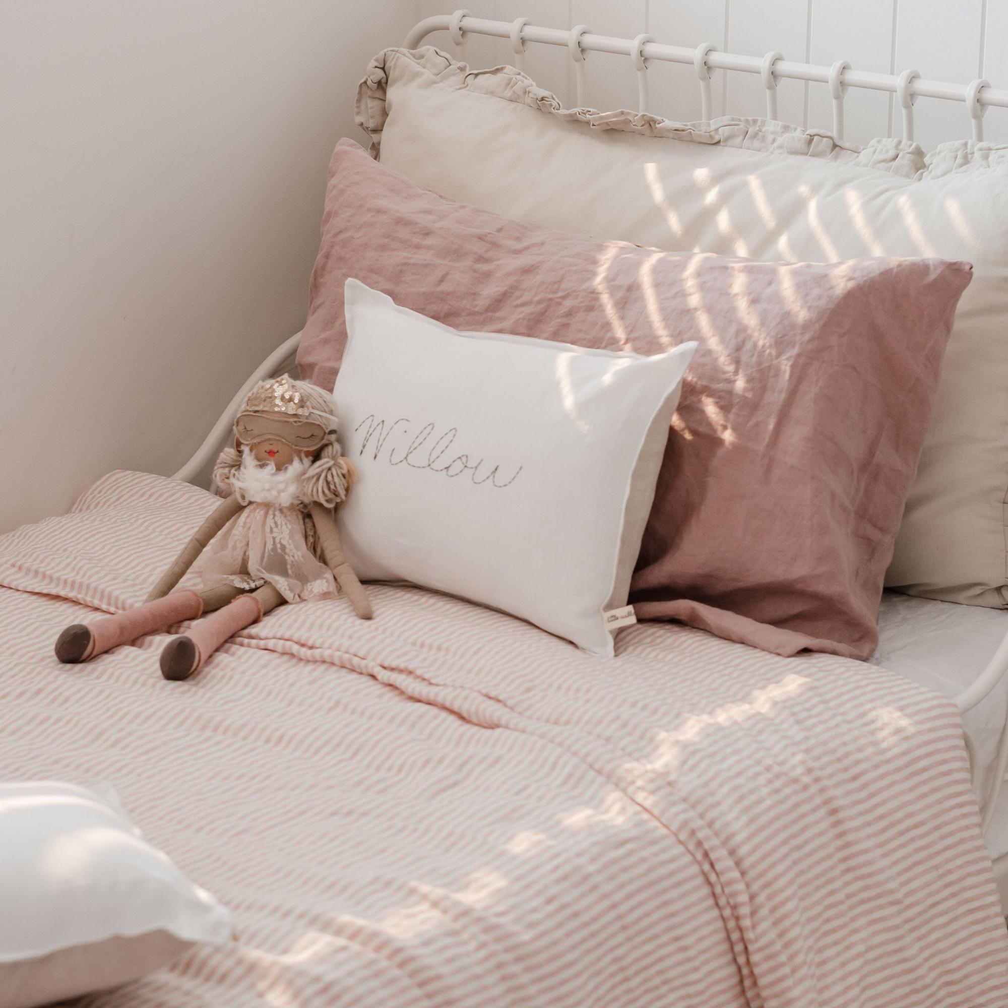 Foxtrot Home bedding - soft pink and stripes