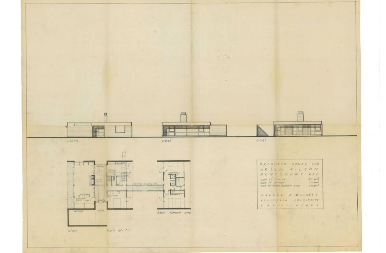 The original plans for the home show how it was to be built in two stages.