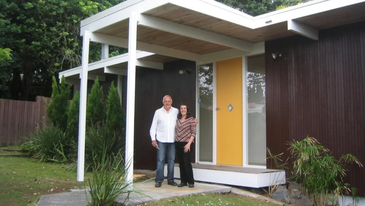 The architect Neville Price, with co-owner Chiara Corbelletto, at the home in 2011.