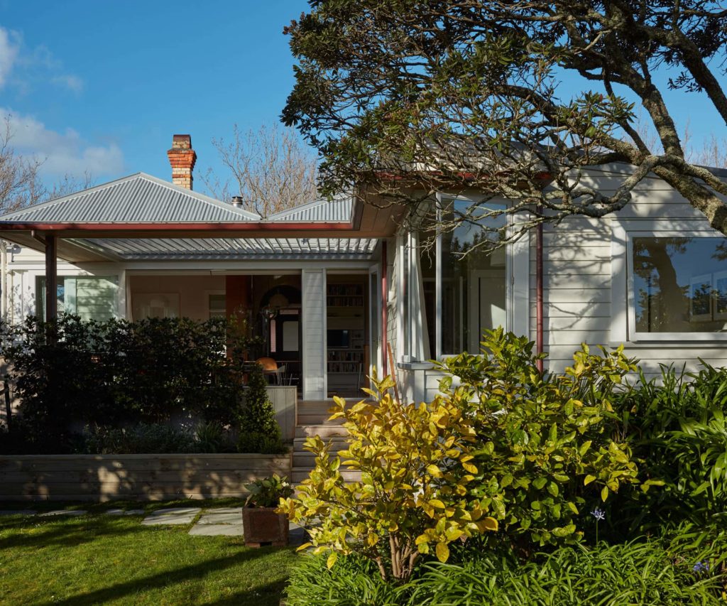 Villa and garden with luscious bushes