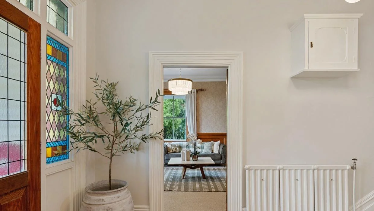 The house features original leadlight windows.