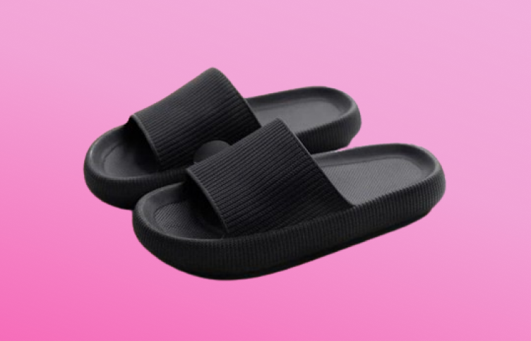 Black sandals that feel like clouds to walk on