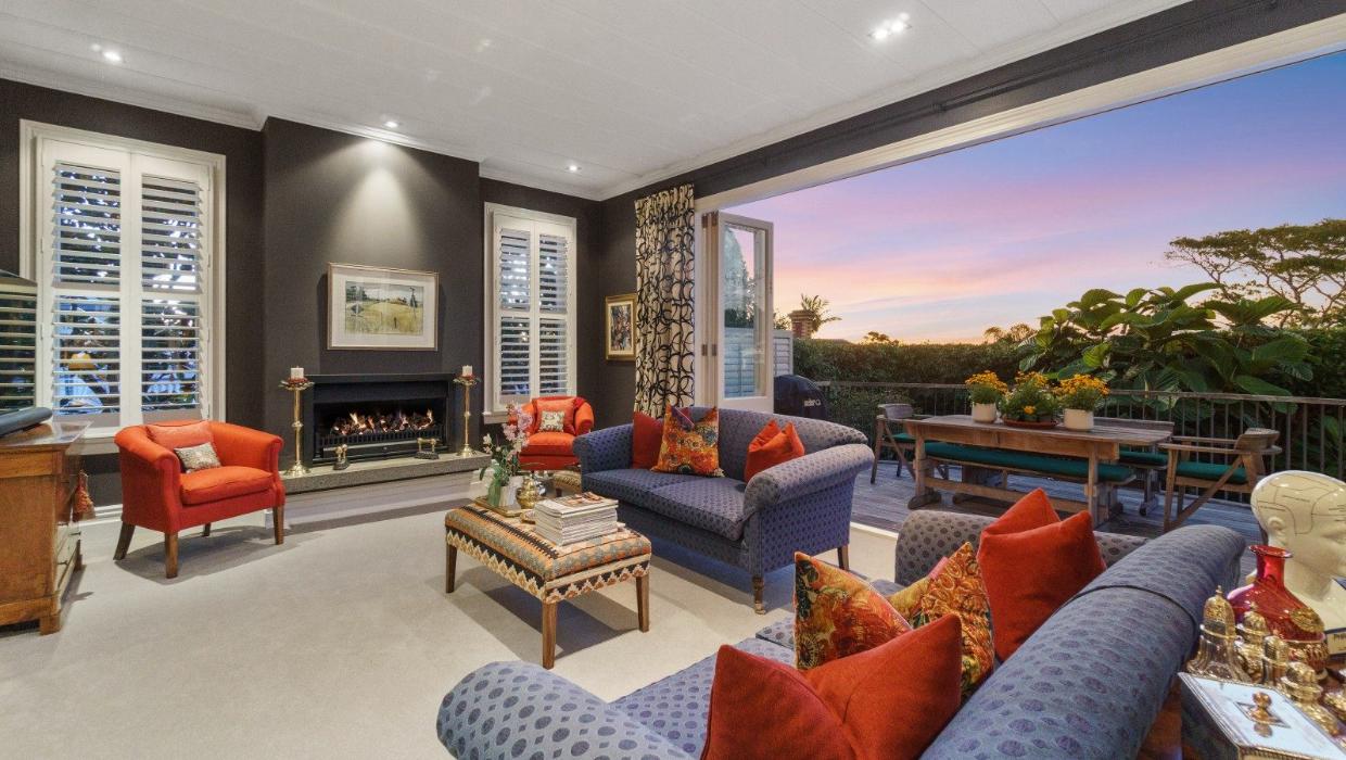 The main living room has wonderful views of the sunset