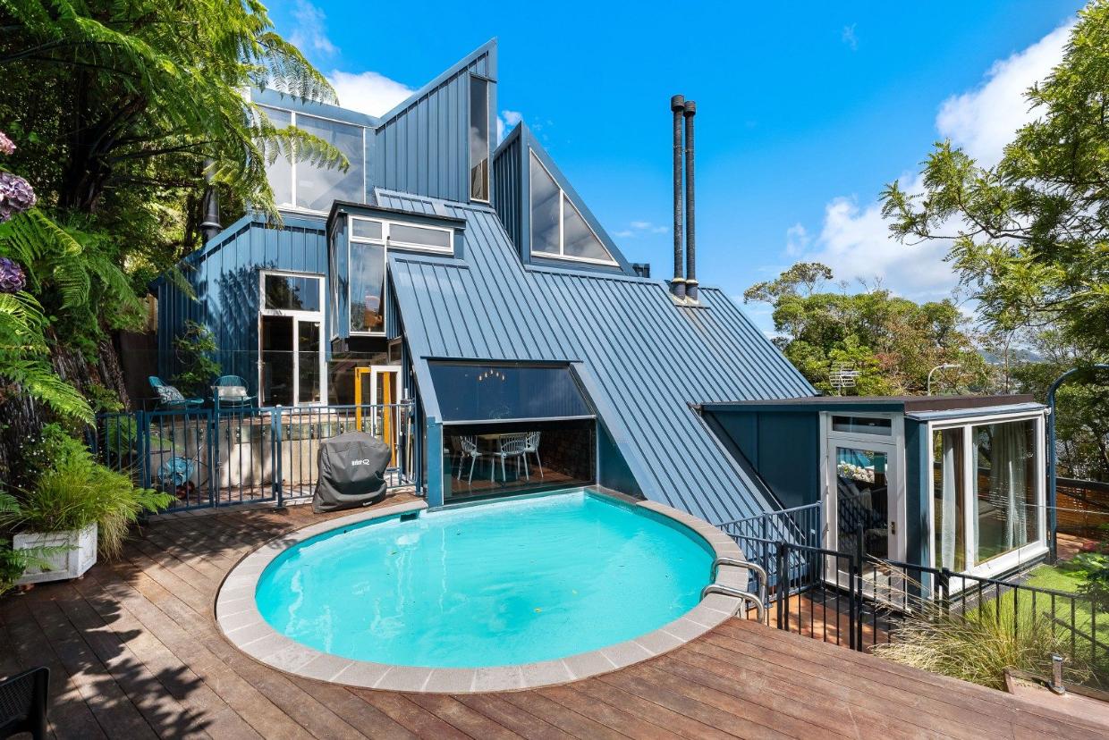 The pool area is the perfect place to cool off in the summer sun.