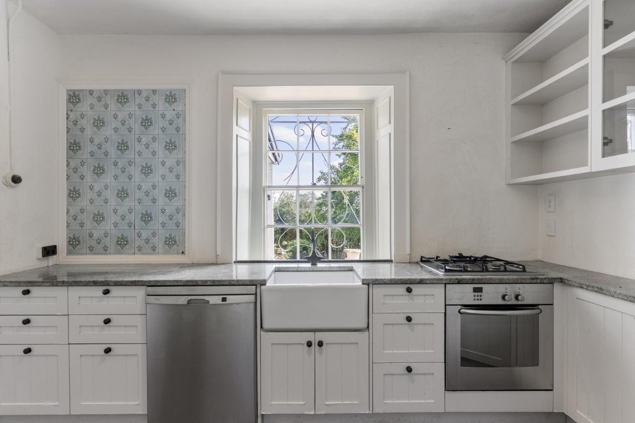 Modern appliances are present in the kitchen 