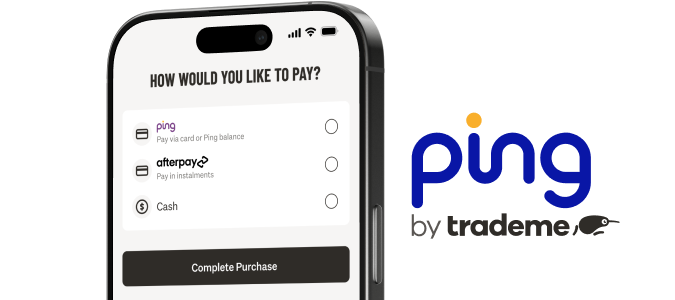 A mobile device showing different payment options on Trade Me.