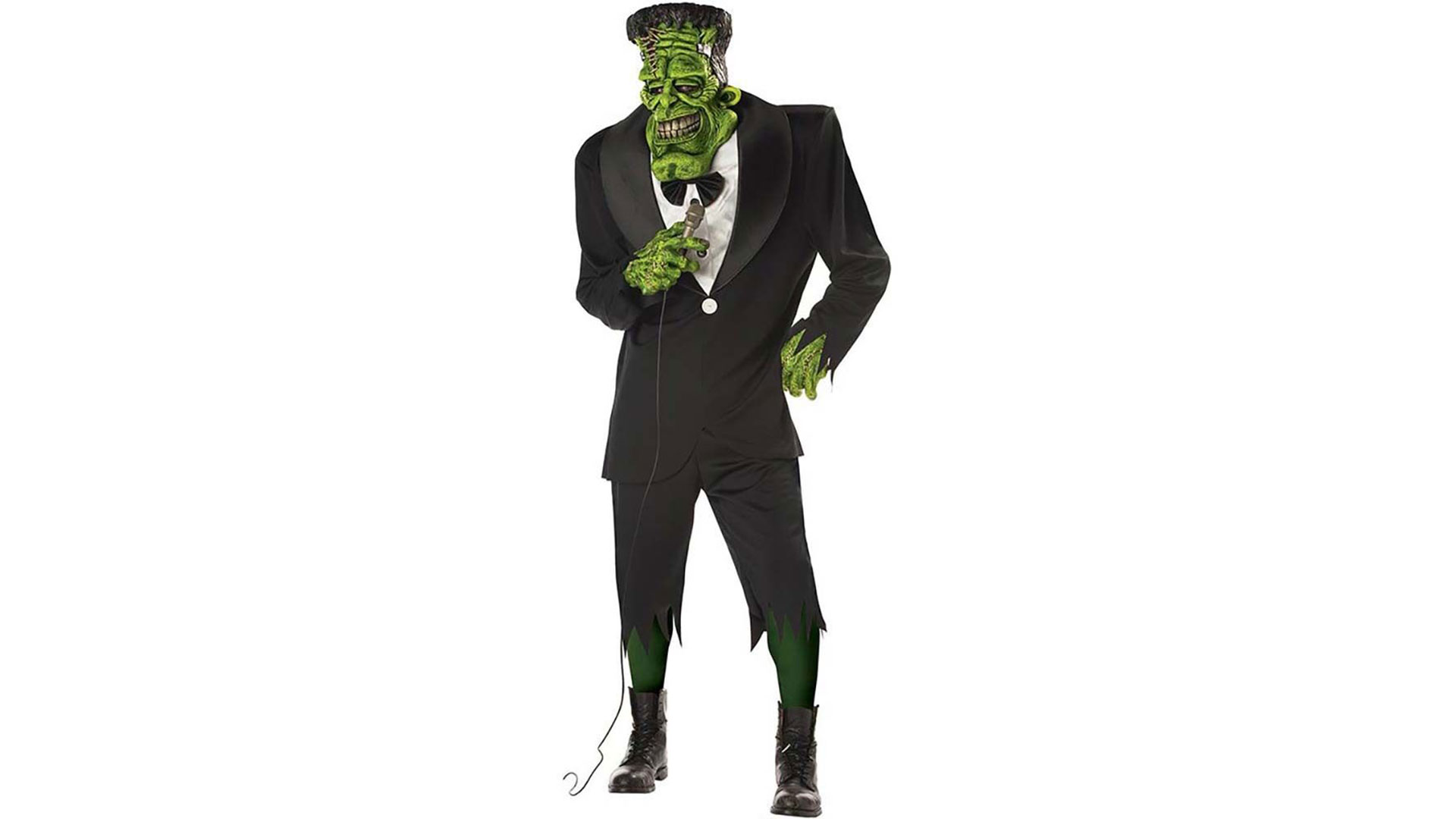 A man dressed in a Frankenstein costume for Halloween.