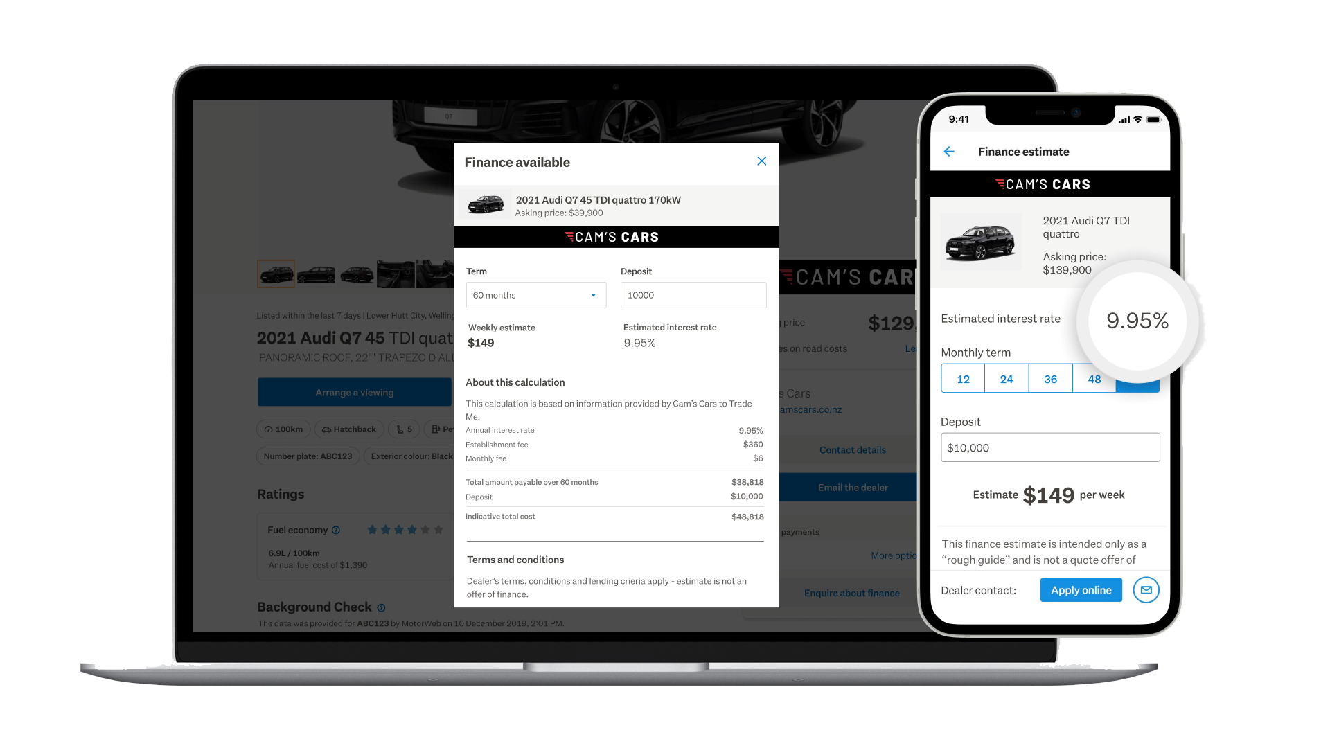 Product mock-up showing multi-interest rates on devices