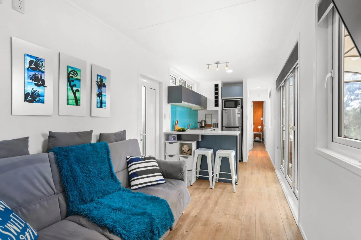 The main living space of the container home.