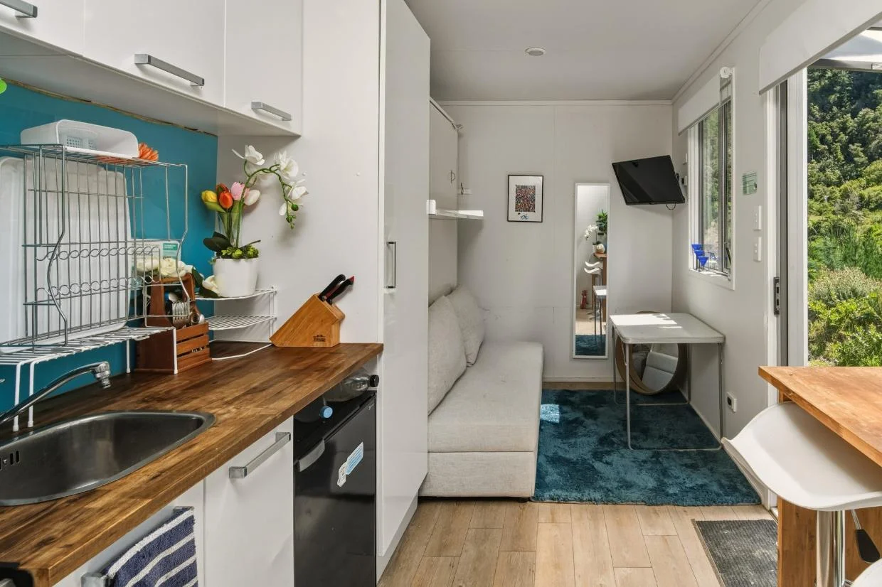 The container home has a simple layout