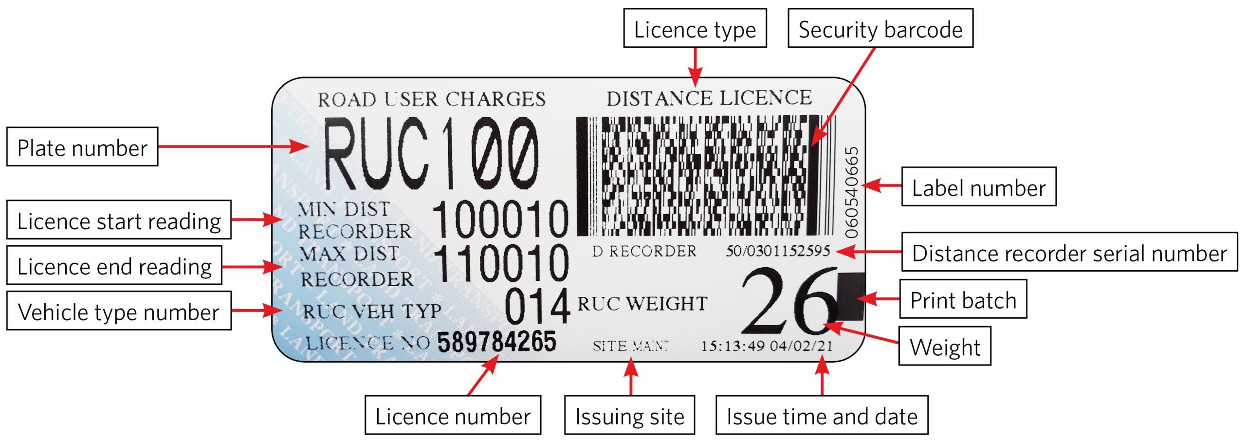 RUC licence label