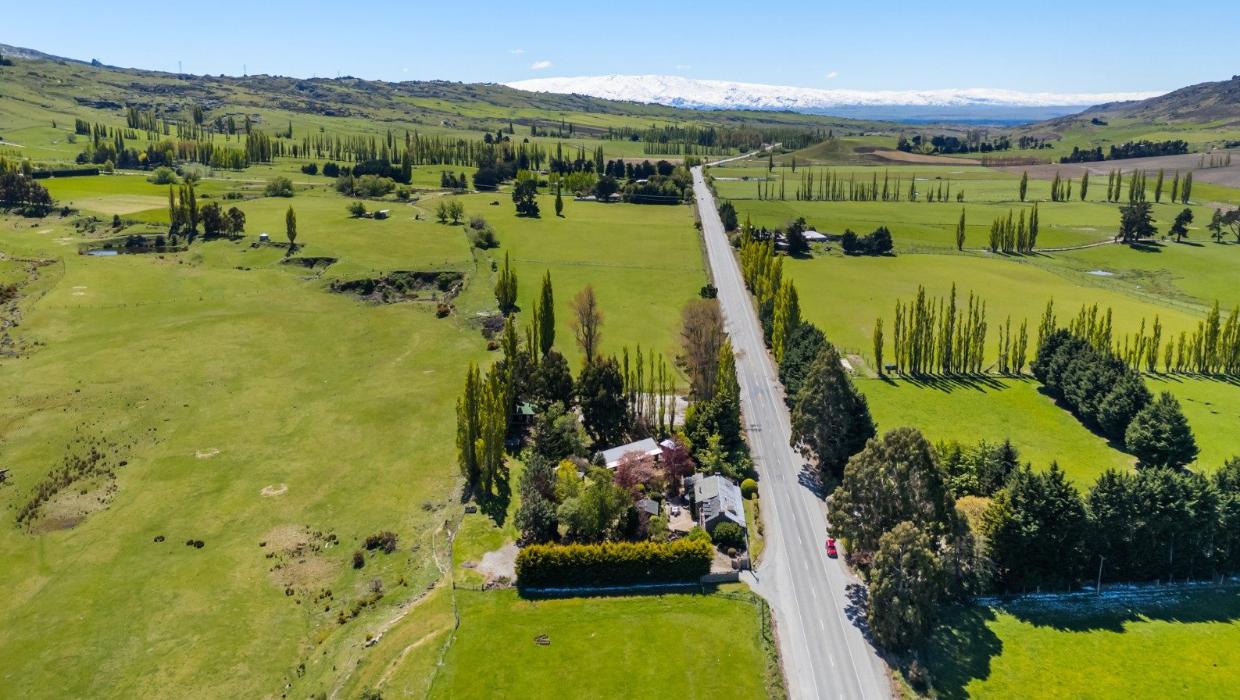 Aerial photo of the property in the Central Otago countryside.