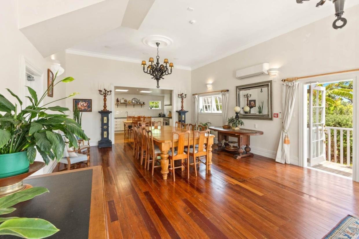 The home's main hall, with some of that gorgeous kauri flooring. 