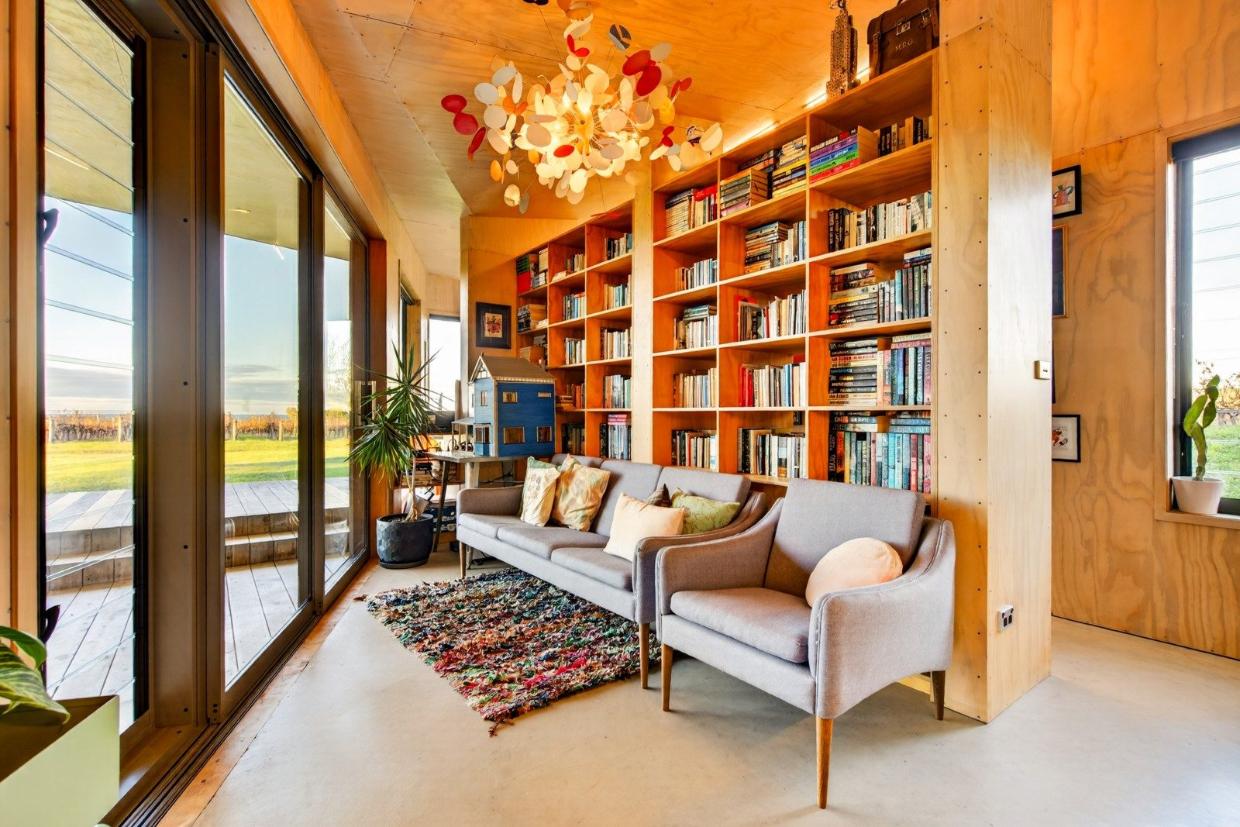 Cozy study and library in the home.