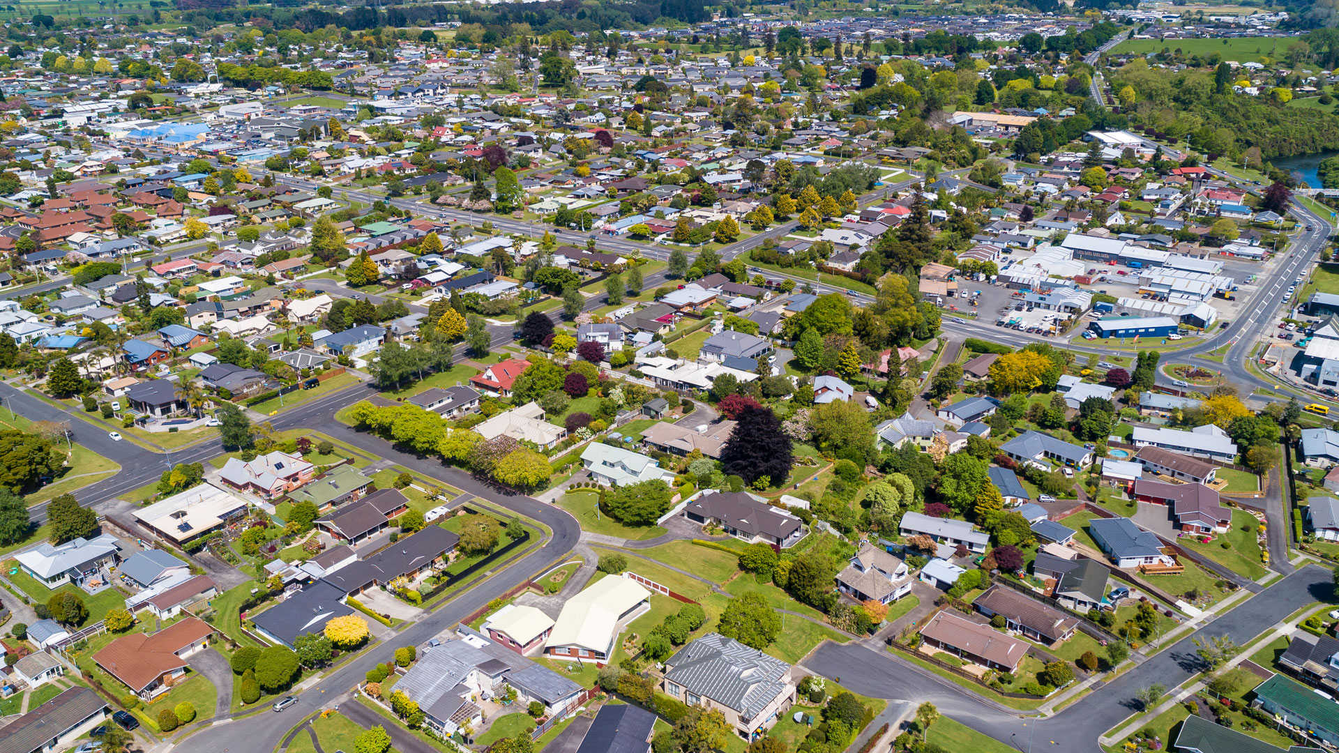 An aerial view of residential properties in the Waikato.