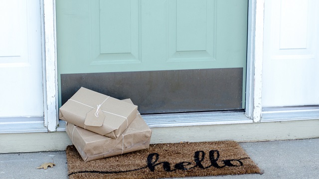 Parcels delivered at doorstep.
