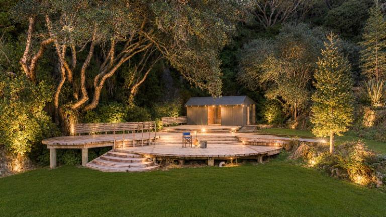 Additional amenities include an outdoor stage and camping infrastructure. Photo: Bayleys