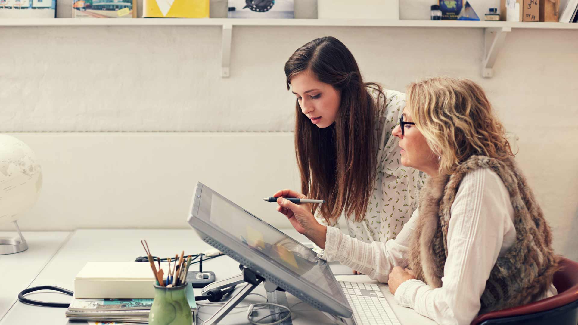 Learning from a mentor in an internship.