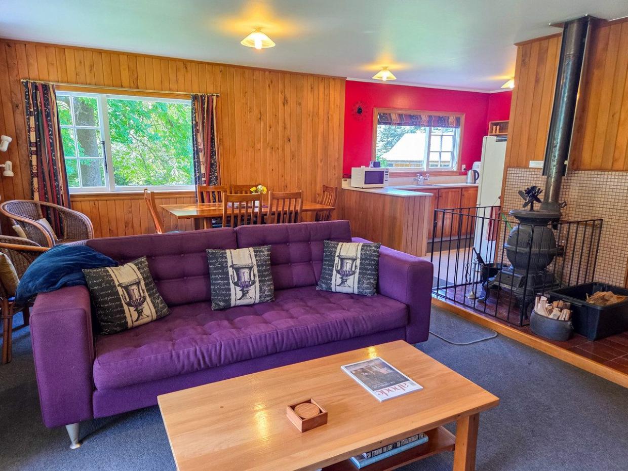 The 81m² home is heated by the pot belly fire on wetback.