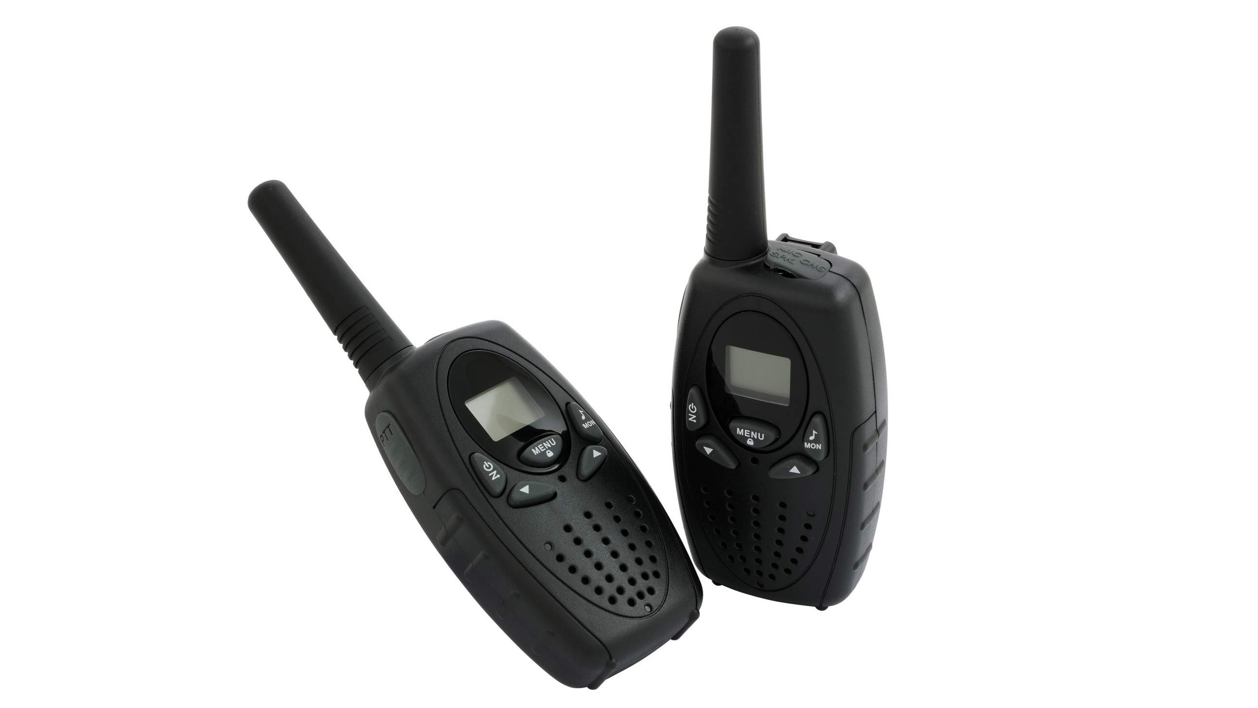A pair of black walkie-talkies.
