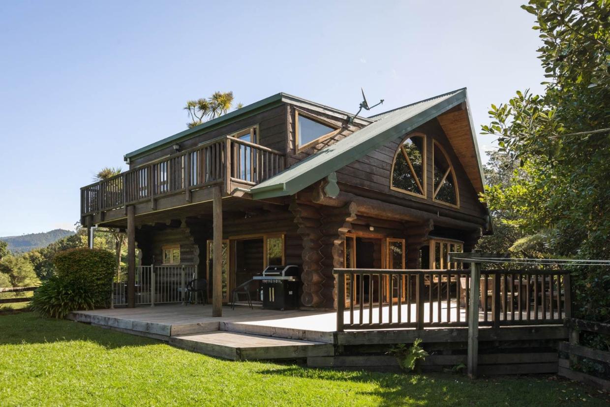 Exterior of log cabin