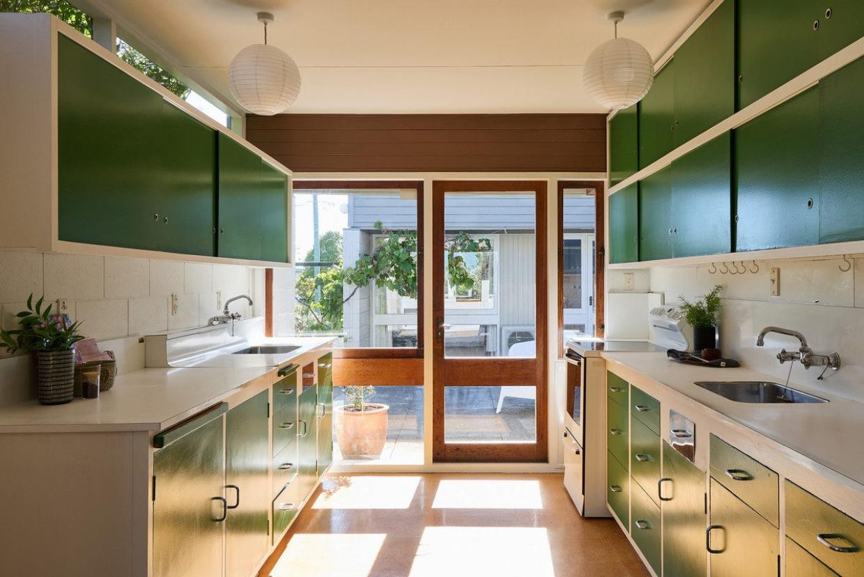 The kitchen is original.