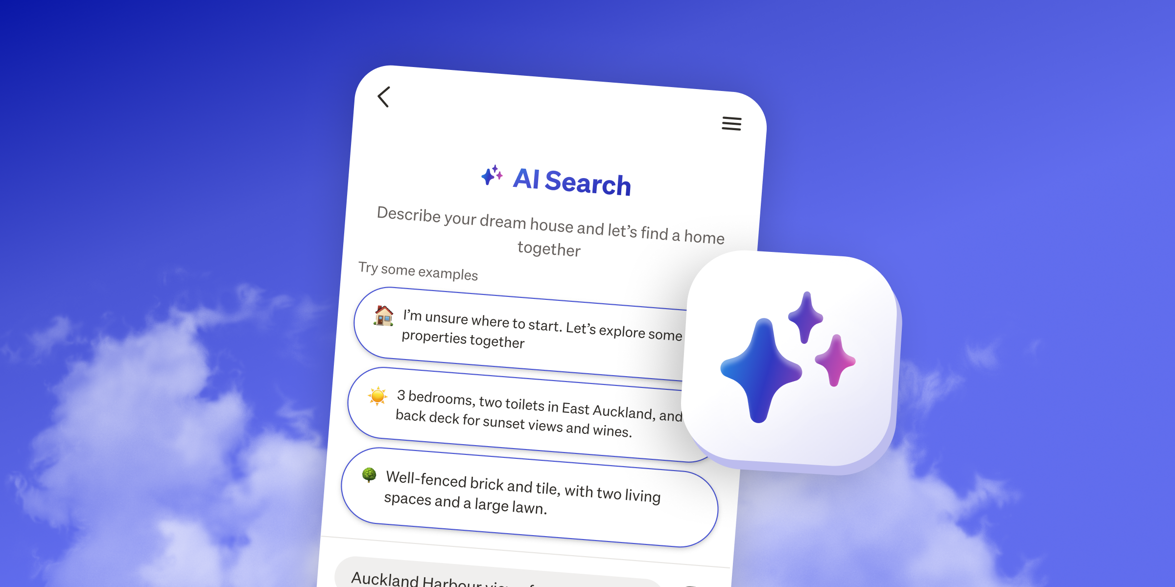 View of AI Search on our app with cloud background