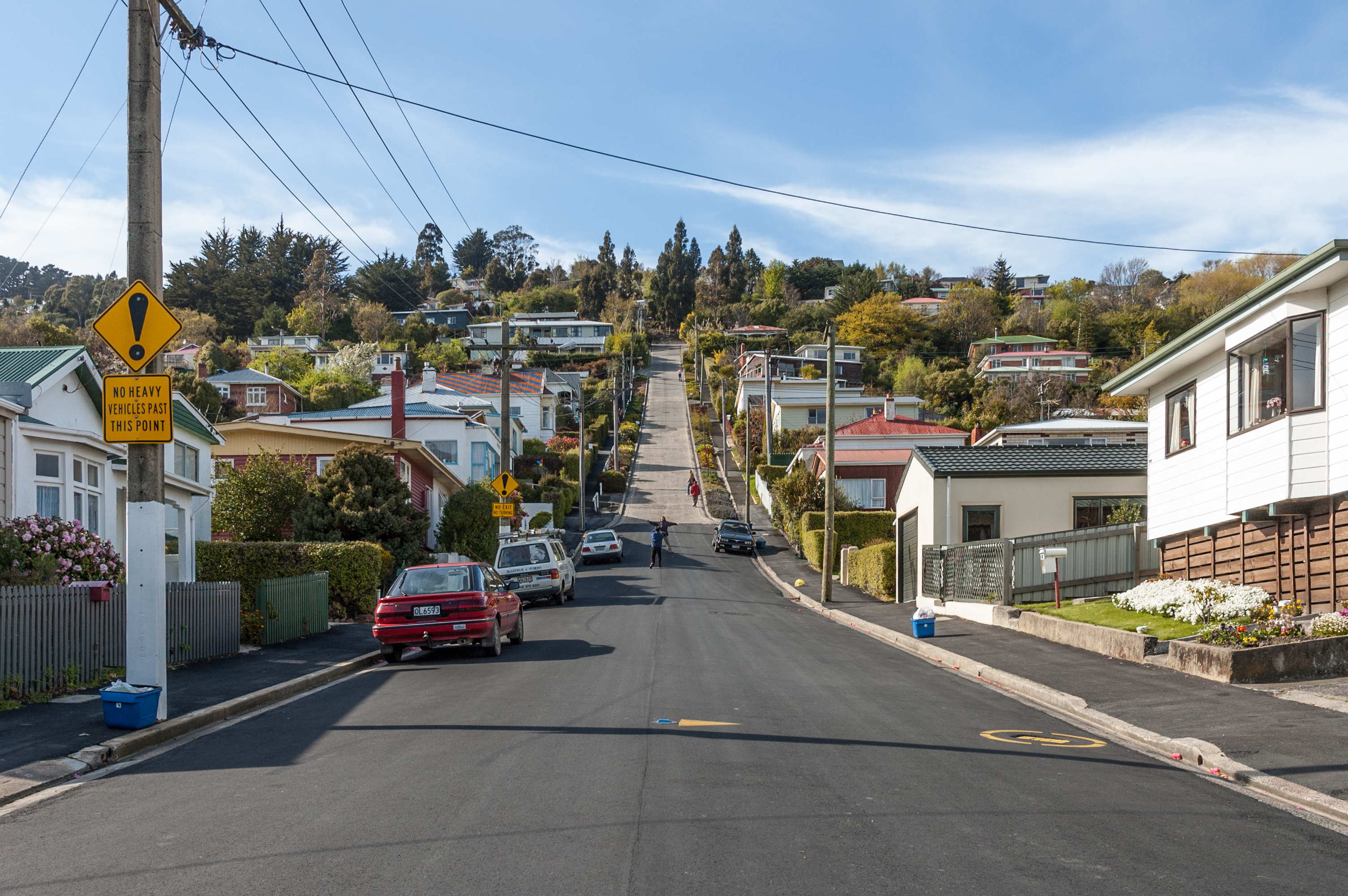The worlds steepest street in Dunedin, New Zealand.