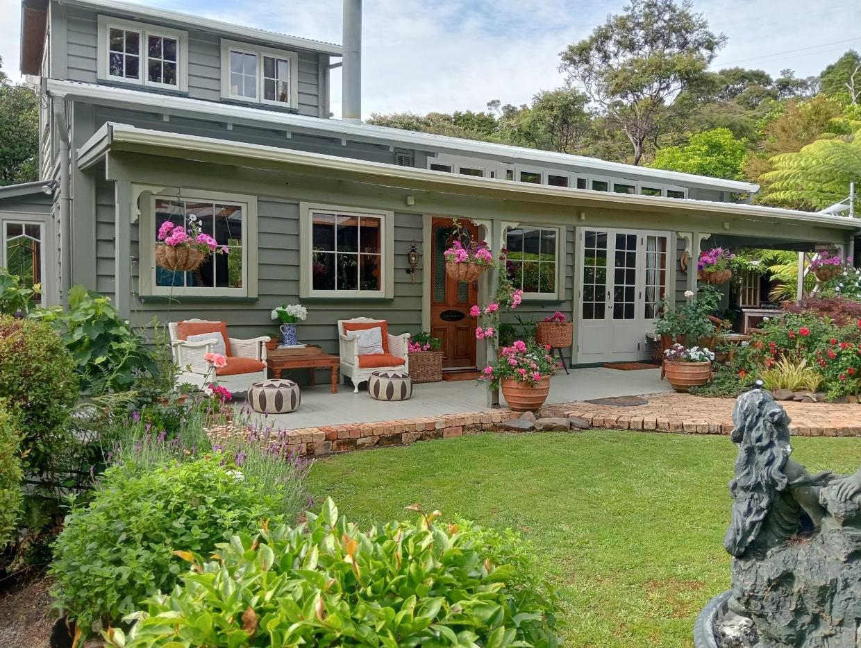 The home has beautiful gardens.