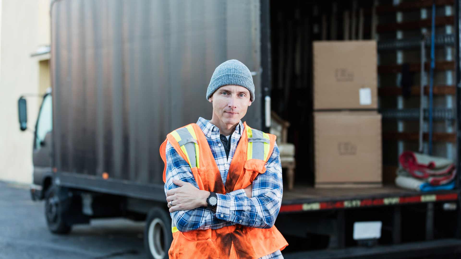 Man working as a courier in New Zealand.