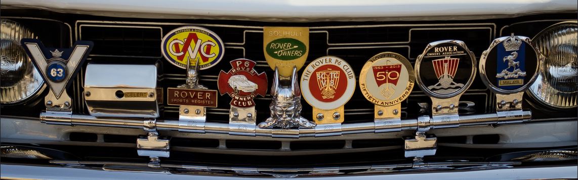 Badges on the front of a vehicle