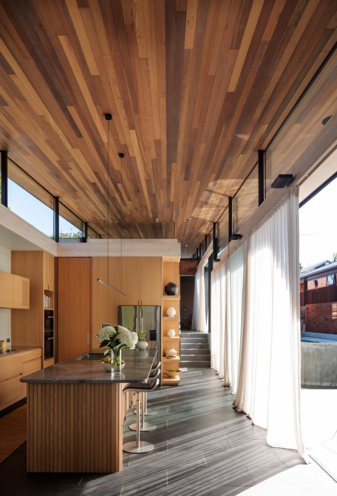 Light coming into a wooden kitchen