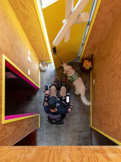 Image of the owner and dog.