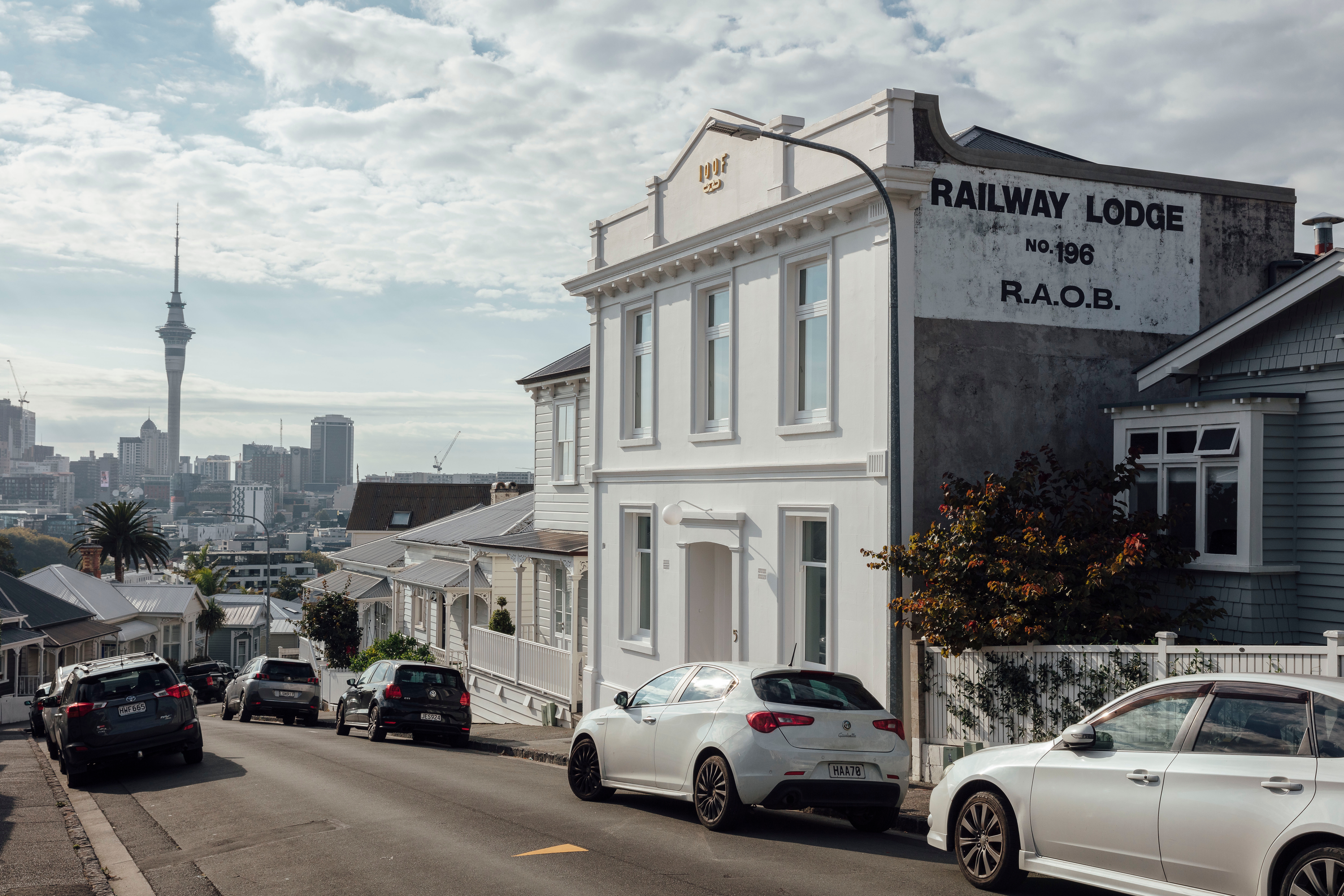 The building with a view of the Sky Tower