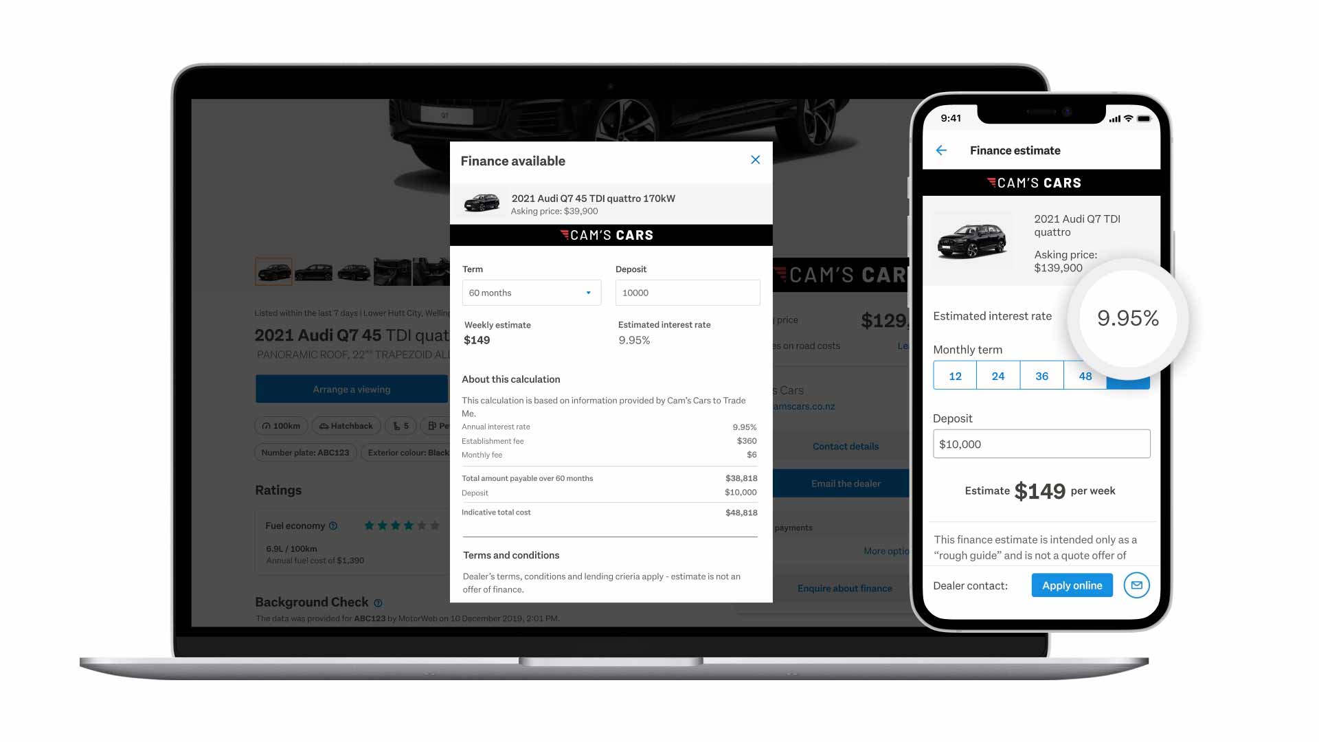 Product mock-up of multi interest rates on devices.