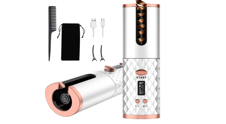 cordless hair curler with charger and accessories