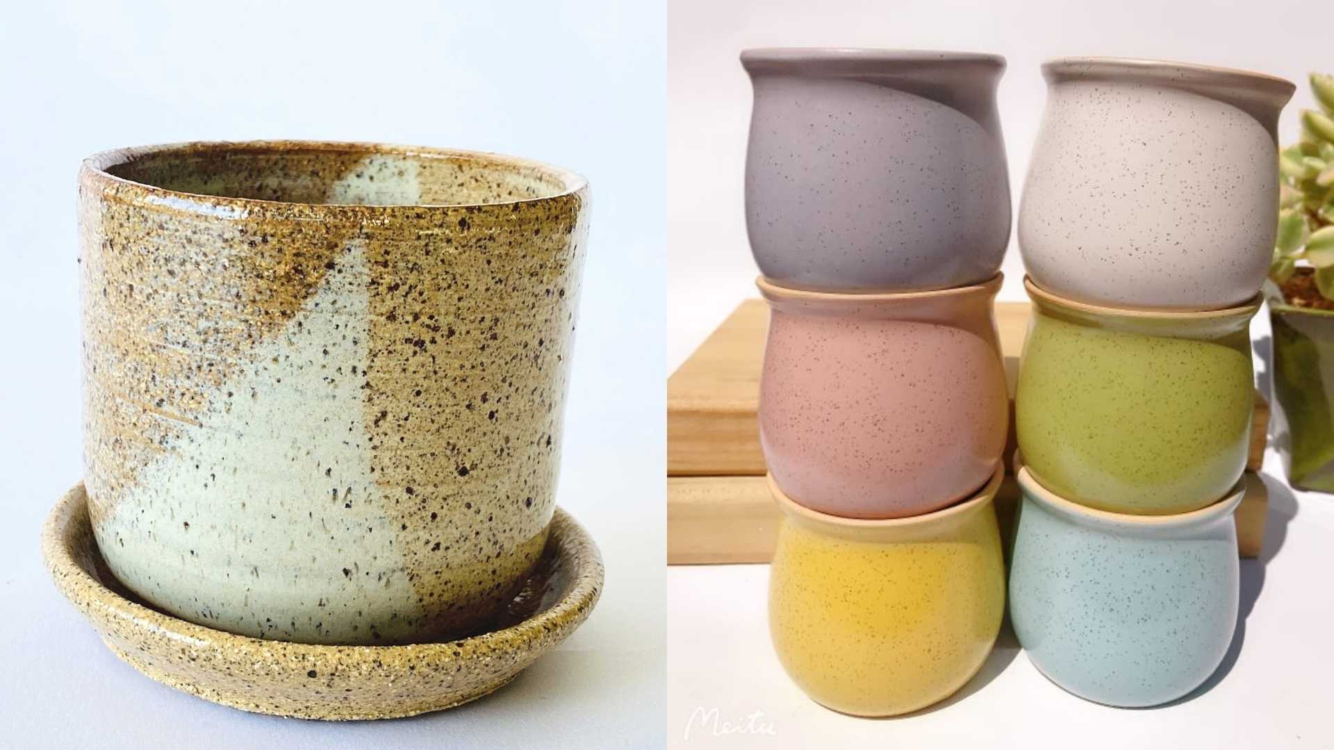 Examples of different ceramic plant pots.