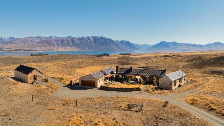 This 199ha property above Lake Tekapo in South Canterbury is isolated, private and exposed to weather extremes, which is precisely what attracted owners Susanna Izard and Richie Smith in 2017. Photo: NZ Sotheby's