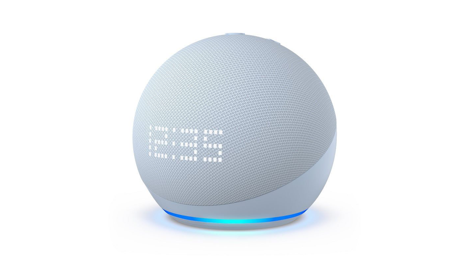 Gift idea for Mum – a blue Amazon Echo Dot 5th generation smart speaker.