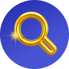 Golden balloon magnifying glass