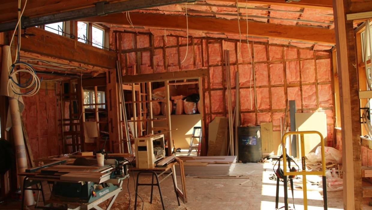 Interior of the building with lining removed.