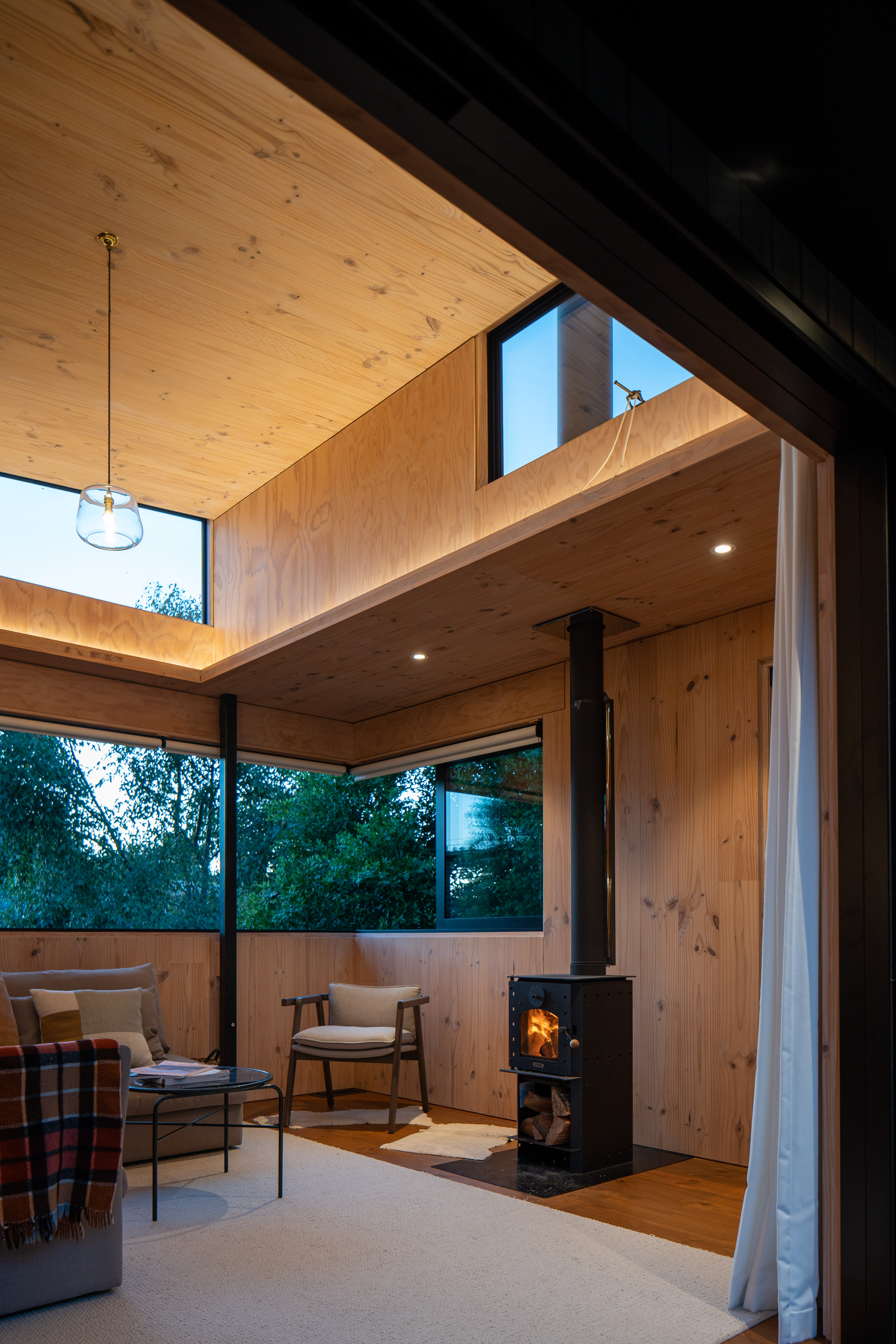 The 2024 Green Home of the Year, Back House by Strachan Group Architects, is a minor dwelling for a family of three. Using cross-laminated timber construction (CLT), to form the structure and interior floor, walls and ceiling, the reduced material palette helps to deliver a beautiful play of light and enhance the sense of space. Image: Paul Brandon