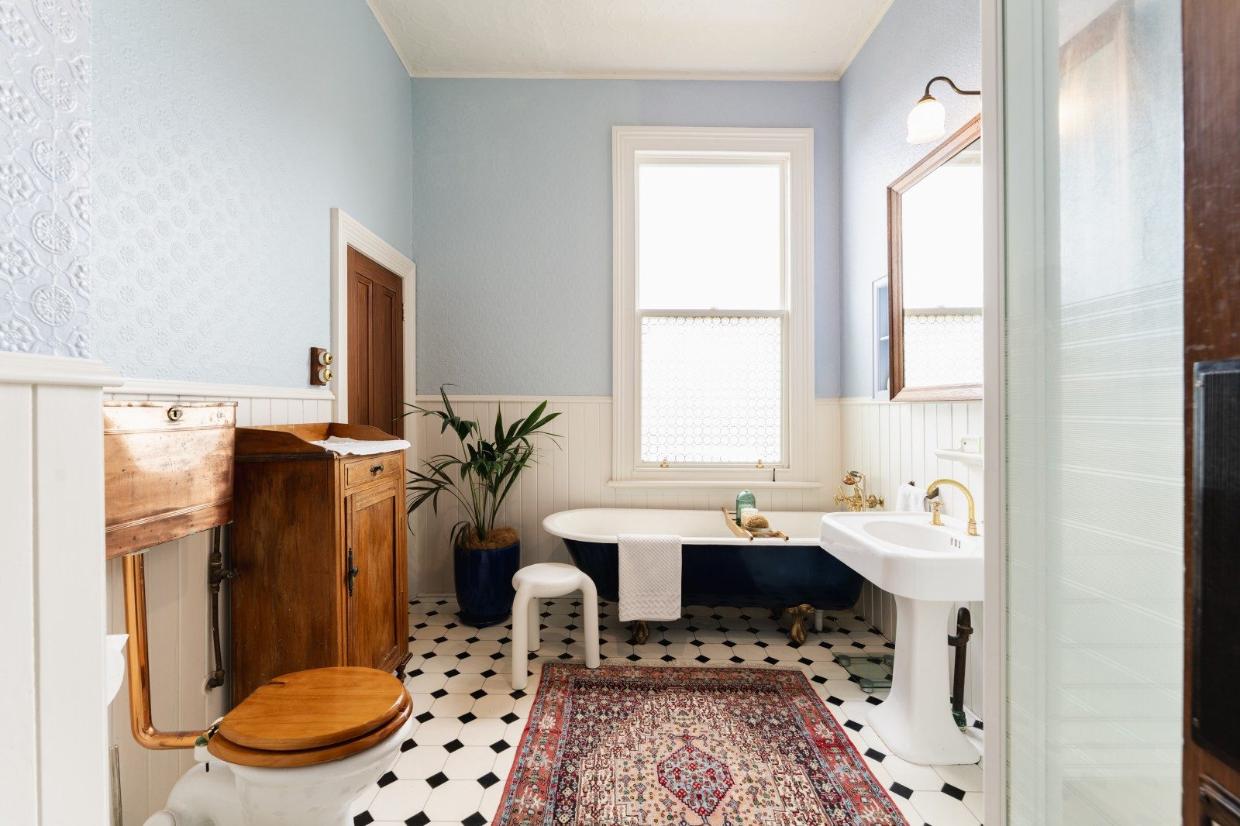 Bathroom with unique interior and rare features. 