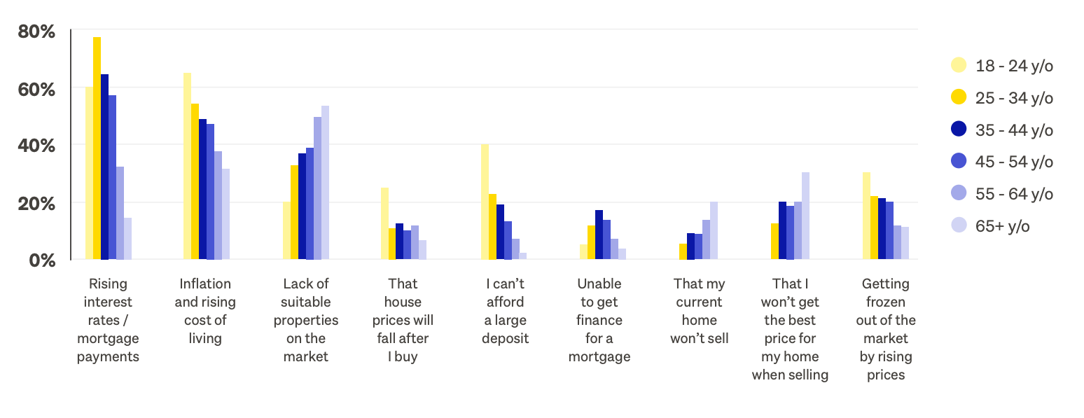 Graph of property buyer's biggest concerns by age group