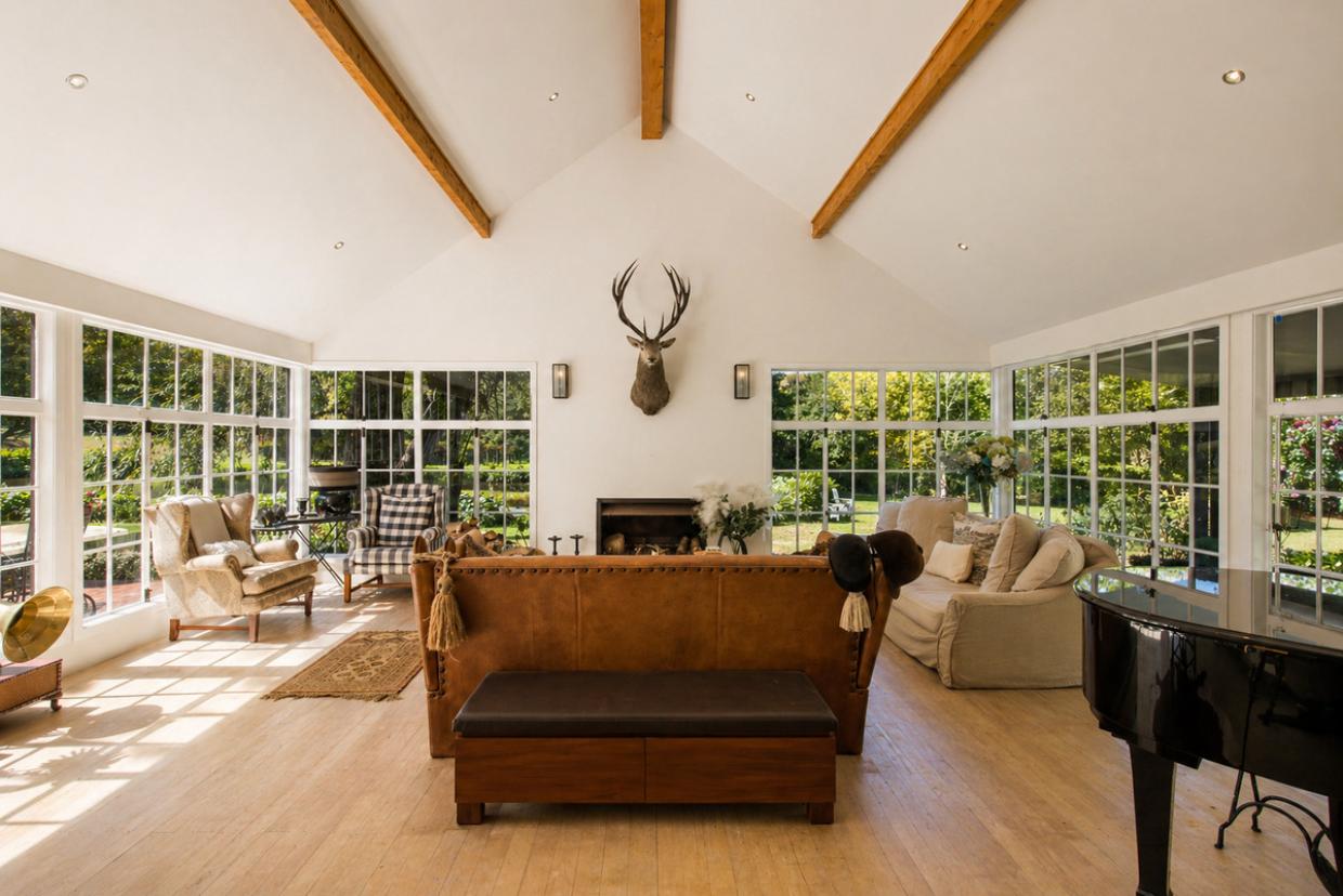 Sunlight is captured through the larger windows. 
