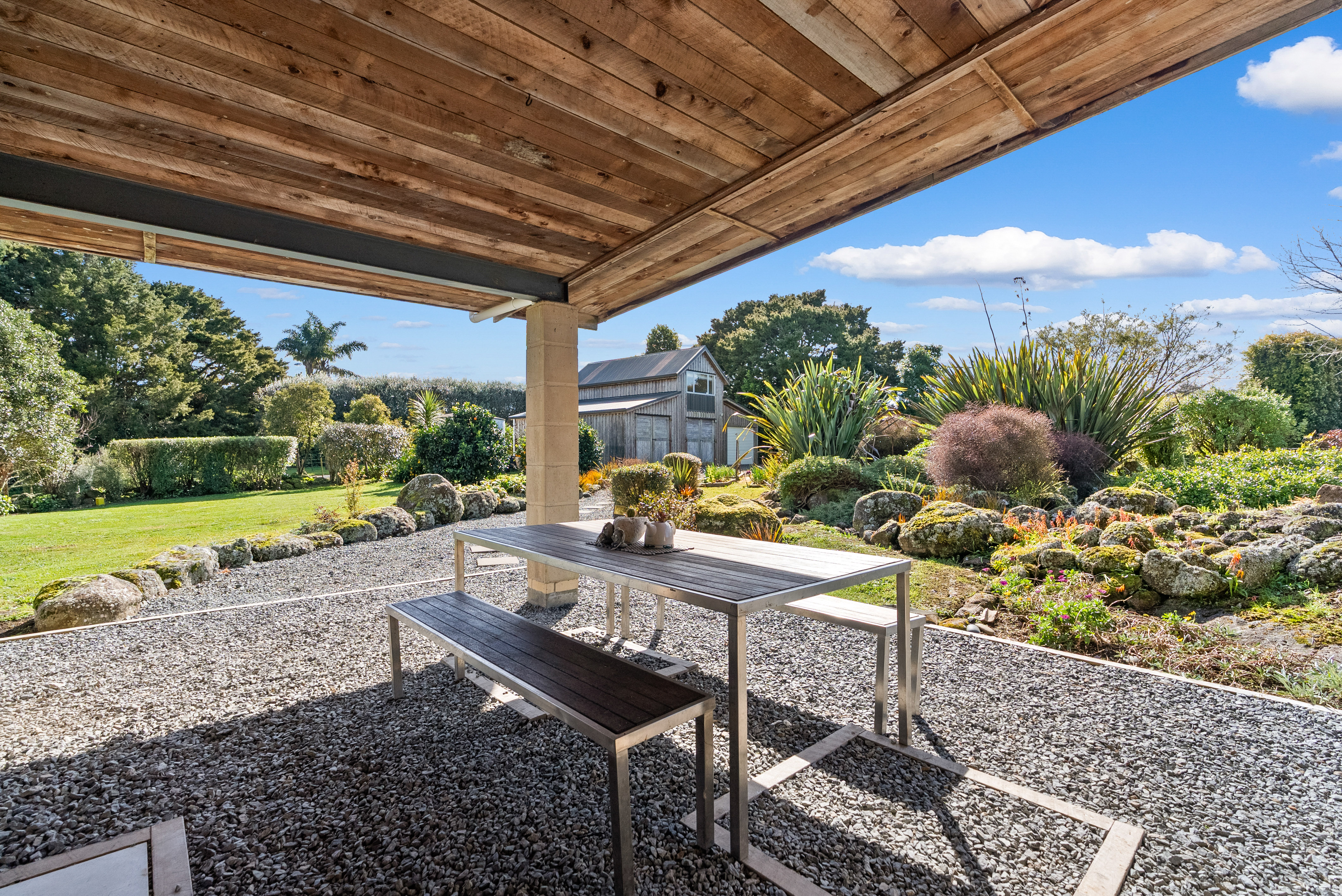 The home boasts dual verandahs for morning coffee and evening drinks. 
