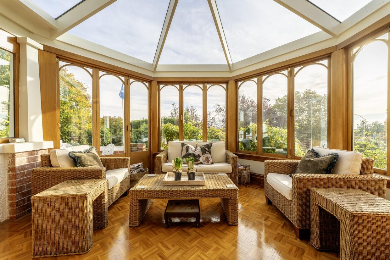 This conservatory was a later addition, along with the turret. Photo: Harcourts