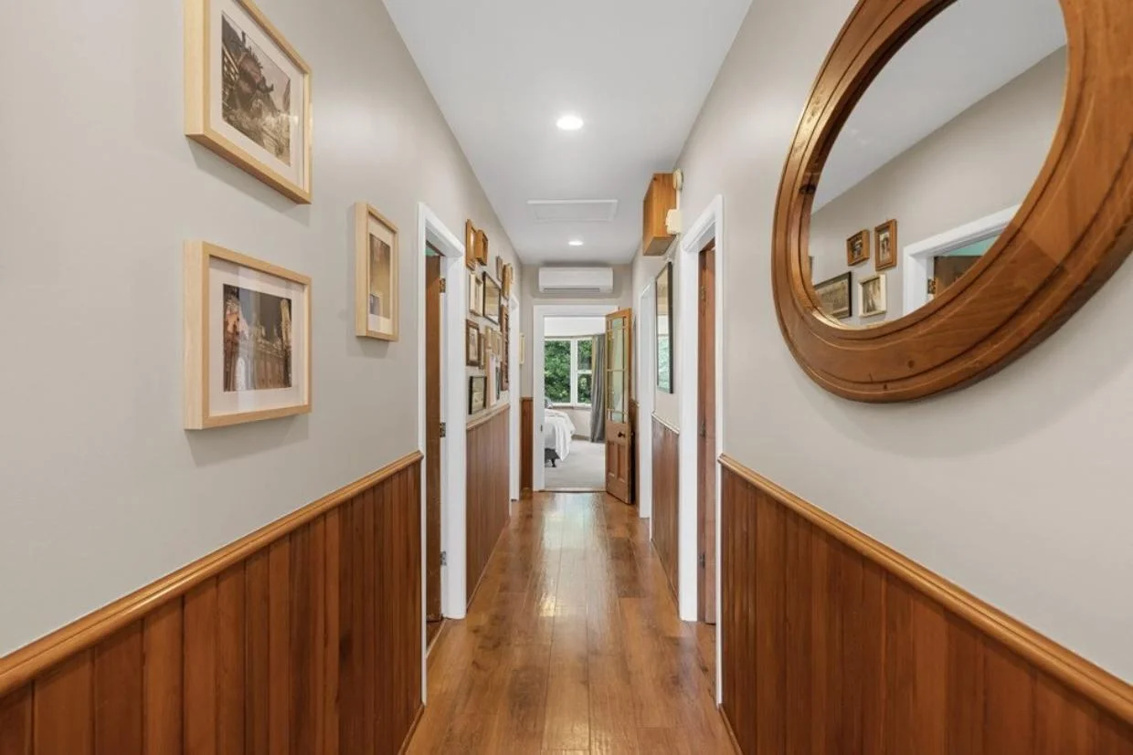 Hallway in main house of little red cottage